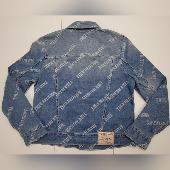 True Religion Light Bliss Wash Relaxed Trucker Jean Denim Jacket Women Sz M New - Picture 2 of 11